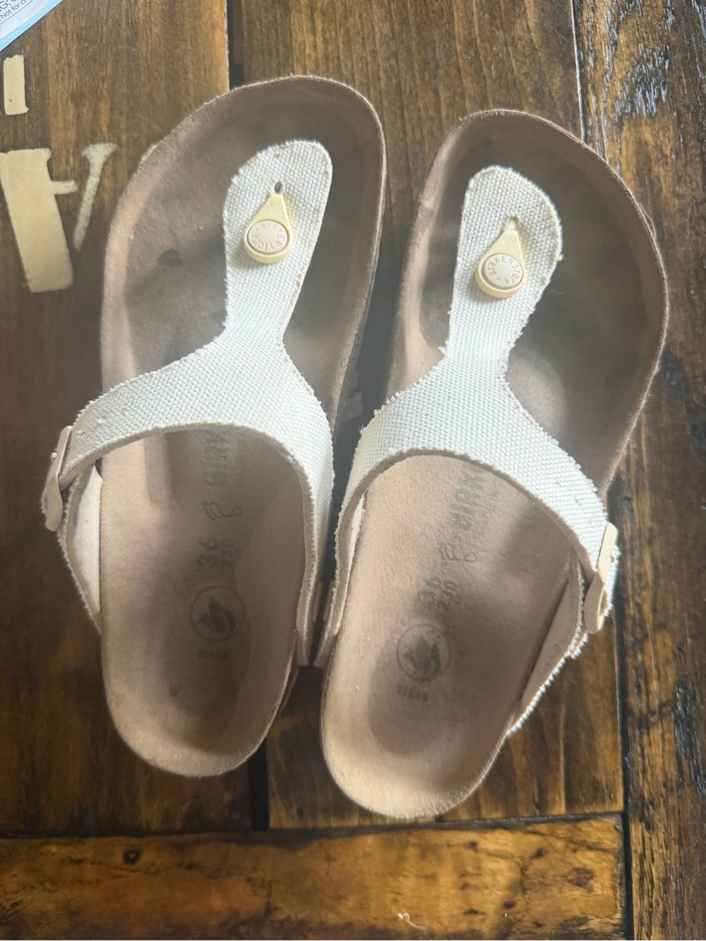 Birkenstock Women's White Canvas Thong Sandals